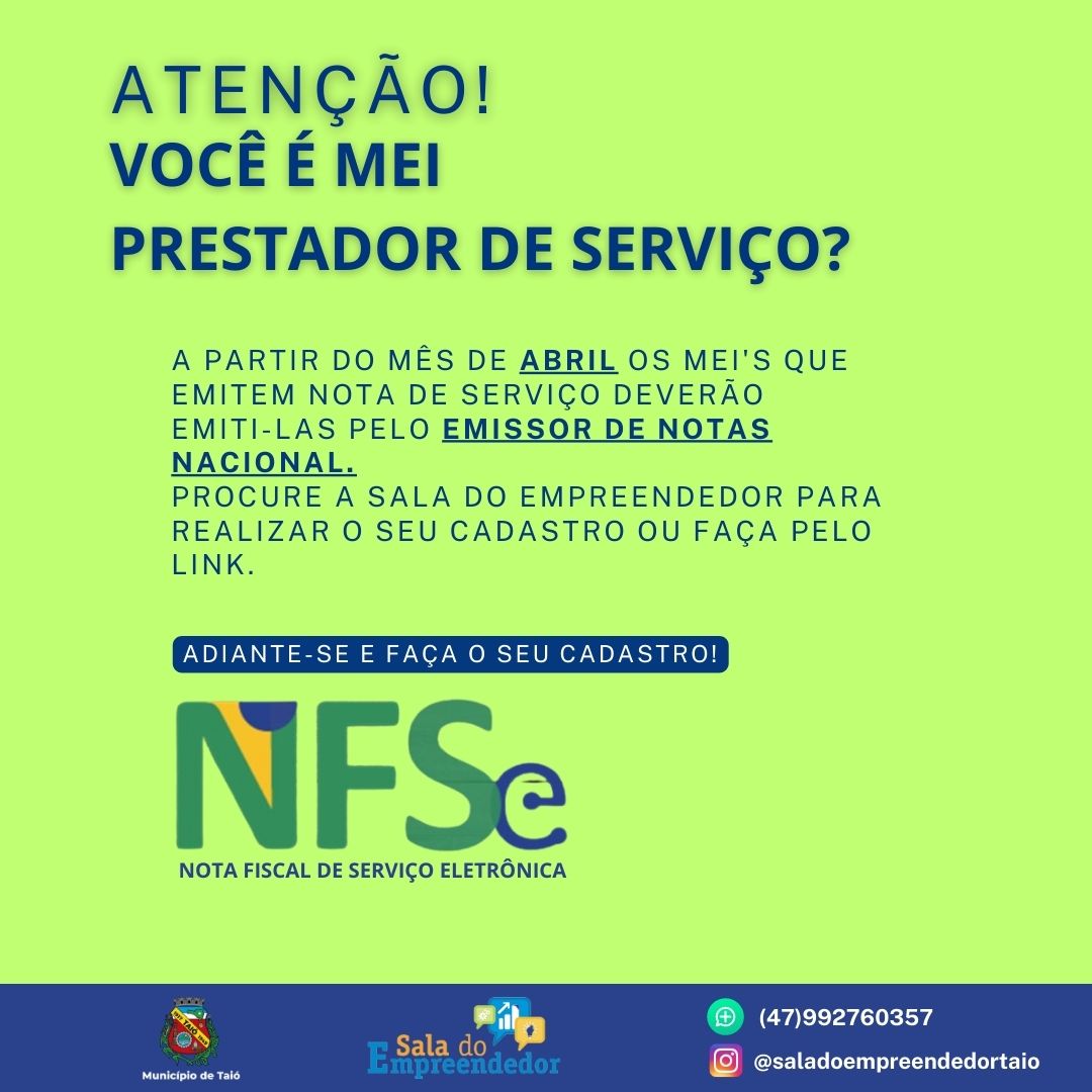 MEIs deverão usar o novo sistema para emissão da NFS-e a partir desta  sexta-feira (01) - Município de São Miguel do Iguaçu - PR